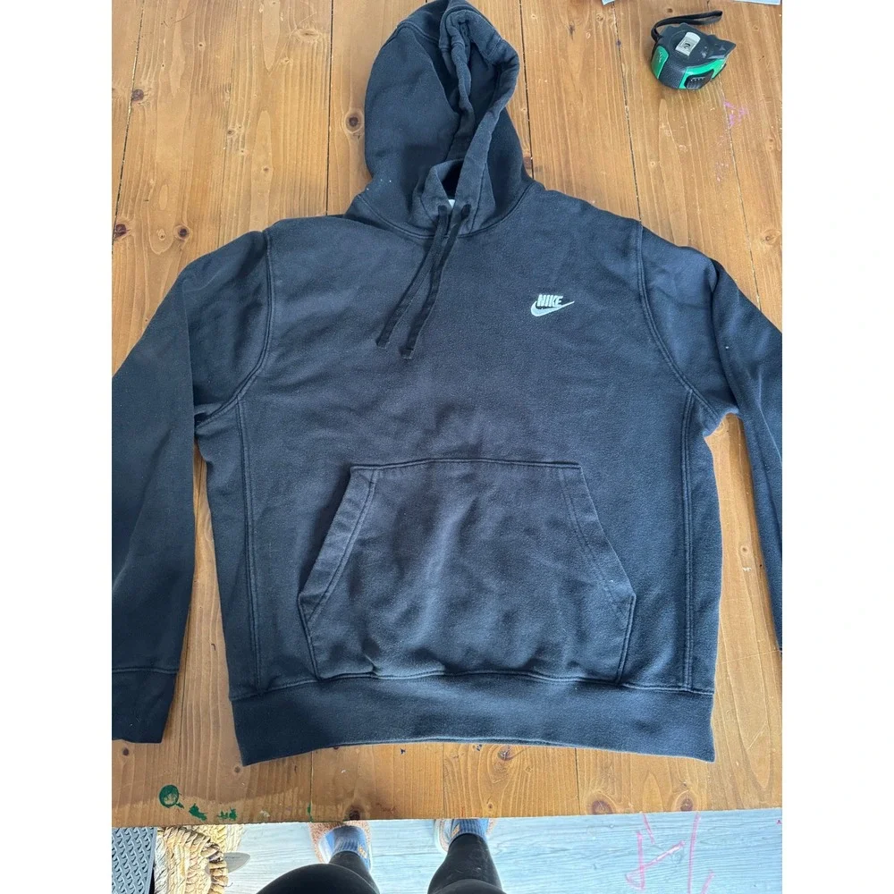 Nike Sportswear Club Fleece Hoodie Black Pullover Sweatshirt Mens Size M